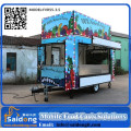 Modern customized design mobile street outdoor food cart snack food van with big wheels for sale